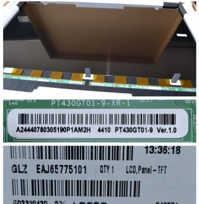 OC/43INC/EAJ65775101/LG OPEN CELL ,EAJ65775101,HC430DQG-VKFL1-A1BX.PT430GT01-9 Ver.0.1