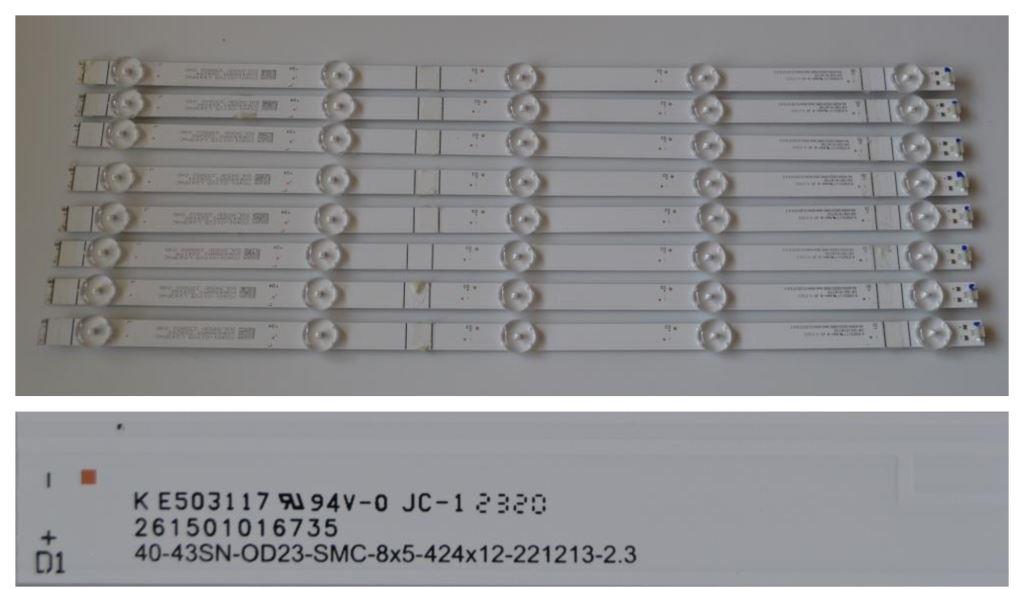 LB/43INC/SONY/43X75WL LED BACKLAIHT  ,40-43SN-OD23-SMC-8x5-424x12-221213-2.3,261501016735,8x5 diod,424mm 3v