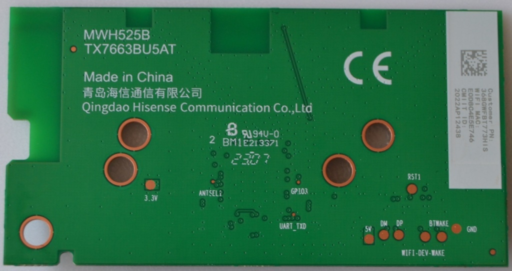 WI-FI/PH/50PUS8818 WI-FI modul ,MWH525B,TX663BU5AT,368GWFBT773HIS,for,PHILIPS 50PUS8818/12,