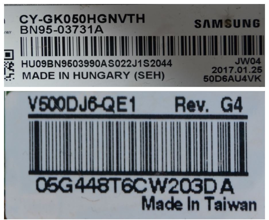 PAN/50INC/SAM/1 LCD панел ,CY-GK050HGNVTH,BN95-03371A,V500DG6-QE1 Rev.G4,