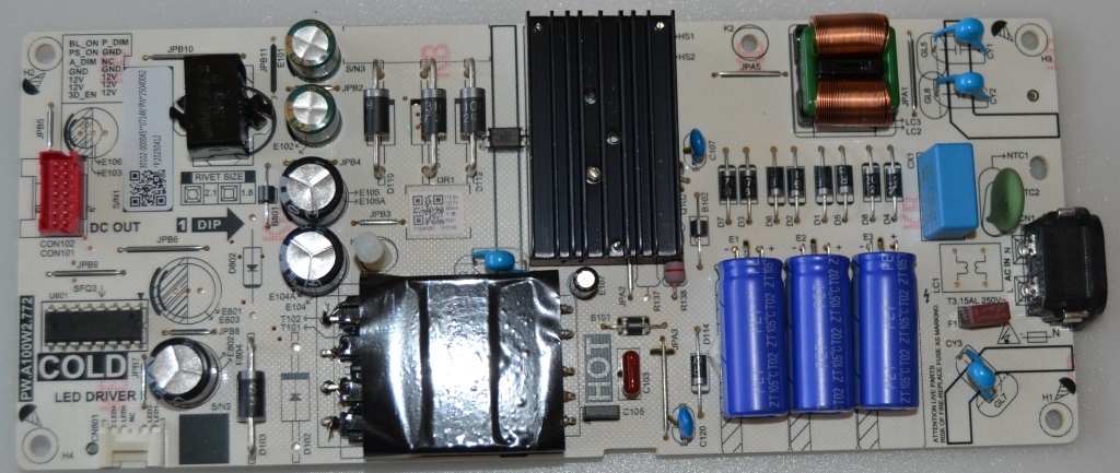 PB/TCL/50P6K POWER BOARD, PW.A100W2.772,30102-00045-**07146*PW*25040062*P,20250412, for TCL50P6K