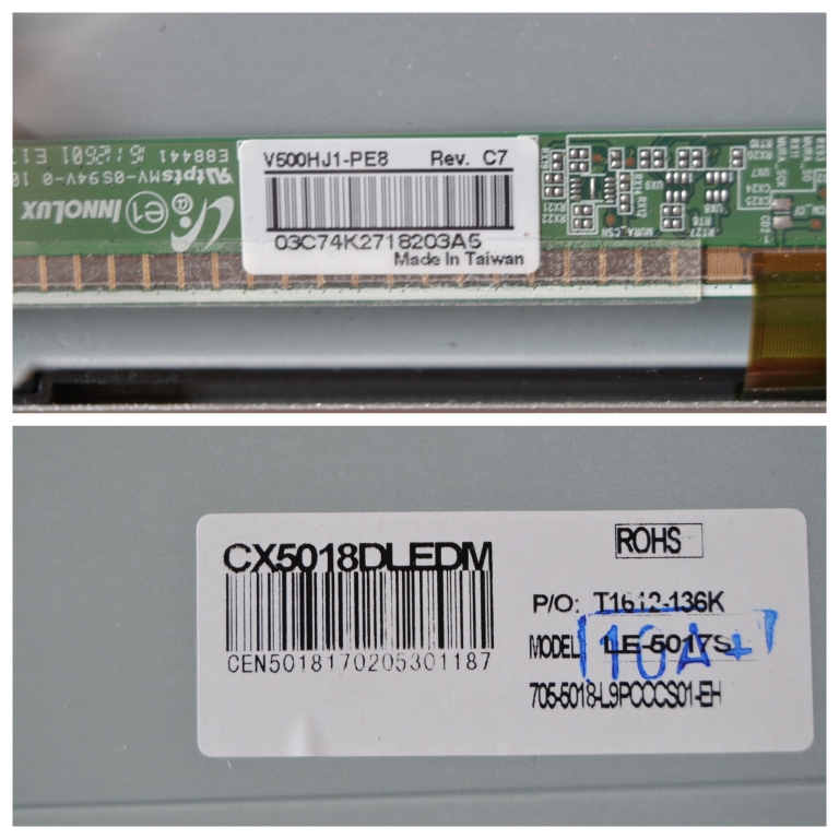 PAN/50INC/CHINA LCD панел ,CX5018DLEDM,V500HJ1-PE8 Rev.C1,