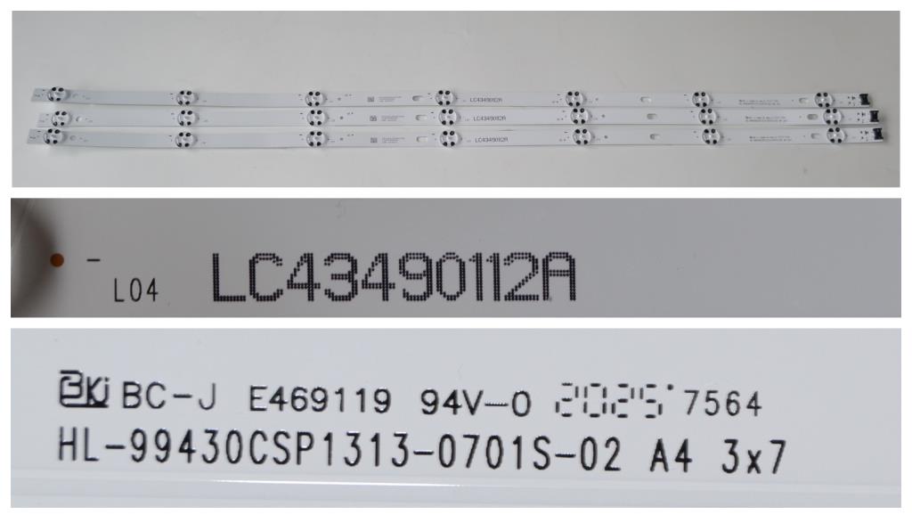 LB/43INC/LG/43LT340 LED BACKLAIHT ,LC43490112A,HL-99430CSP1313-0701S-02, 3x7 diod 830mm