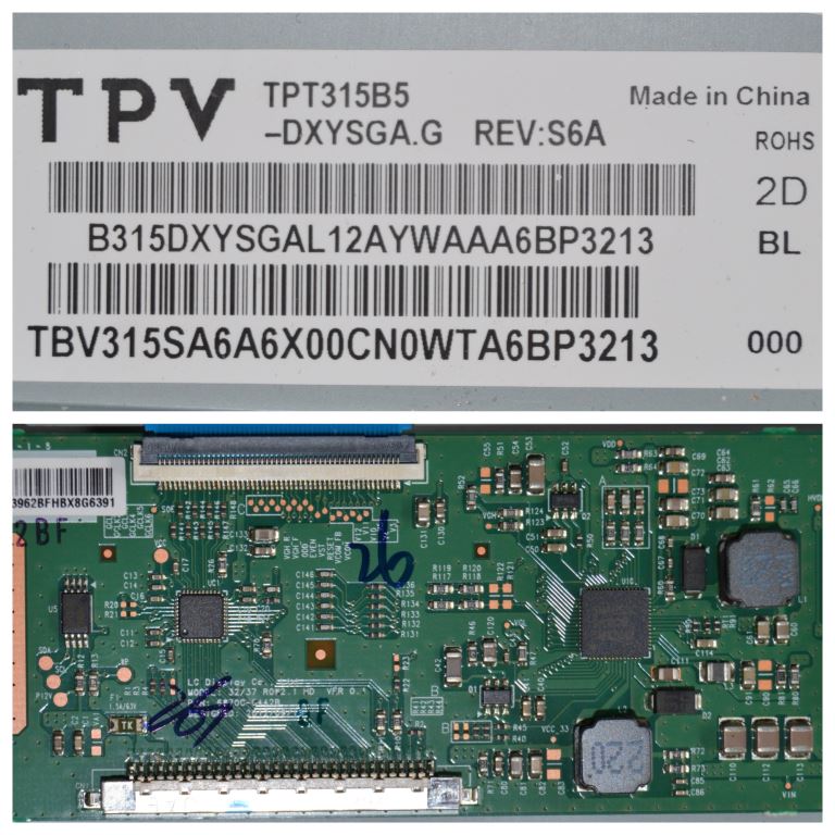 PAN/32INC/PH/LG LCD панел ,TPT315B5-DXYSGA.G REV:S6A ,