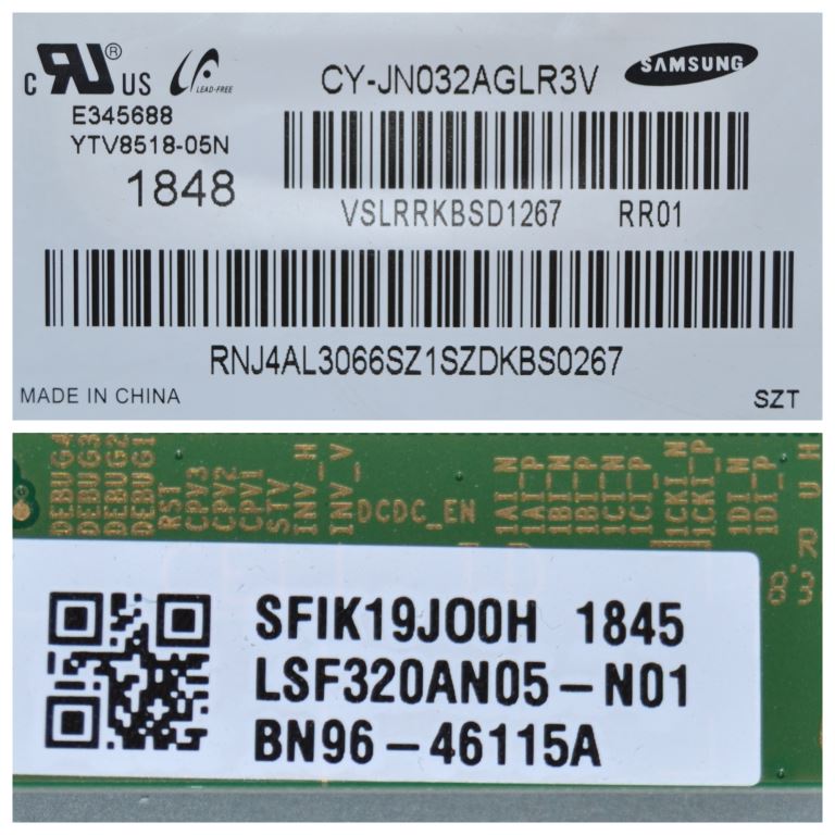 PAN/32INC/SAM/4 LCD панел , CY-JN032AGLR3V,LSF320AN05-N01,