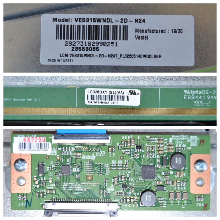 PAN/32INC/VES315 LCD панел ,VES315WNDL-2D-N24, LC320DXY SL A3, Tcon 6870C-0442B,
