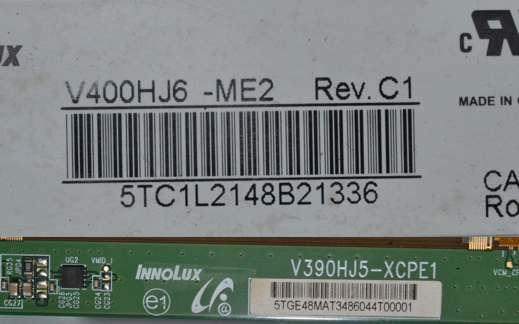PAN/40INC/TOSH LCD панел ,V400HJ6-ME2 Rev.C1,Tcon(вграден,V390HJ5-XCPE,