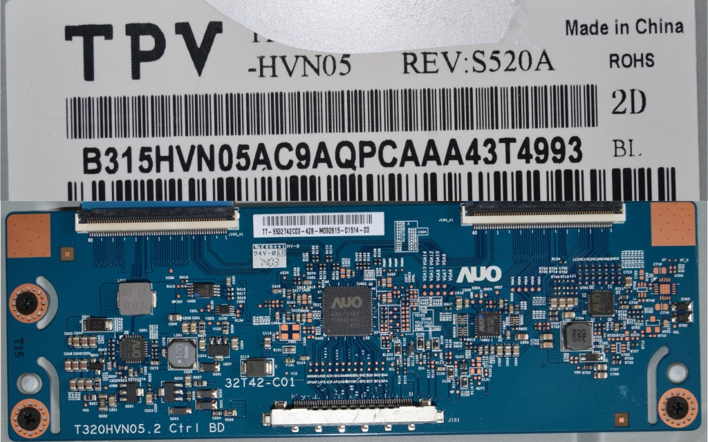 PAN/32INC/PH/AUO LCD панел ,TPT315B5HVN05 REV:S520A ,